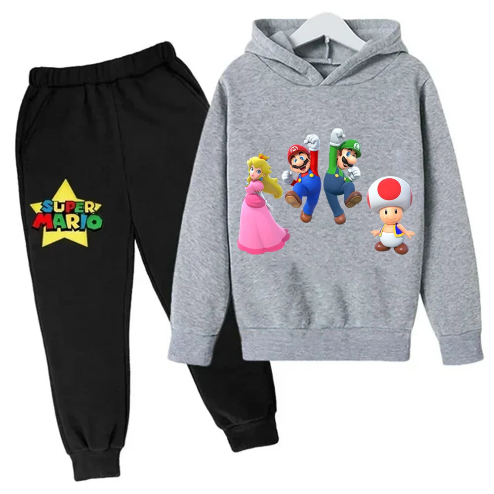 Kids Super Mario Bros Boy Girl Hoodie Suit Spring Autumn Kids Hooded Sportswear