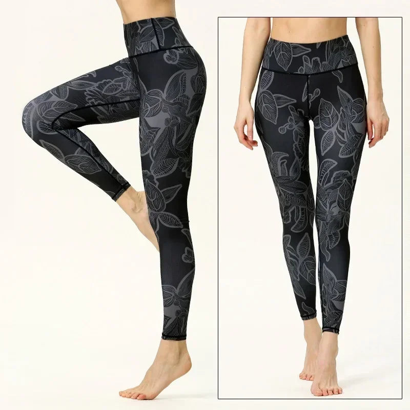 Cloud Hide Yoga Pants Women Flower High Waist Sports Leggings