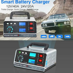 Large Power 400W Battery Charger 12V/24V Car Battery Charger Trickle Smart Pulse Repair for Car SUV Truck Boat