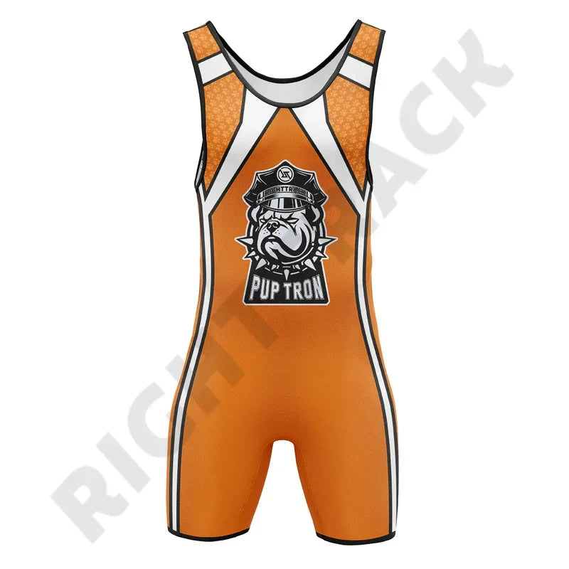 Men‘s Pup Tron Zipper Singlet RightTrack One-Piece Wrestling Powerlifting Sleeveless Gym Sport Fitness Clothing