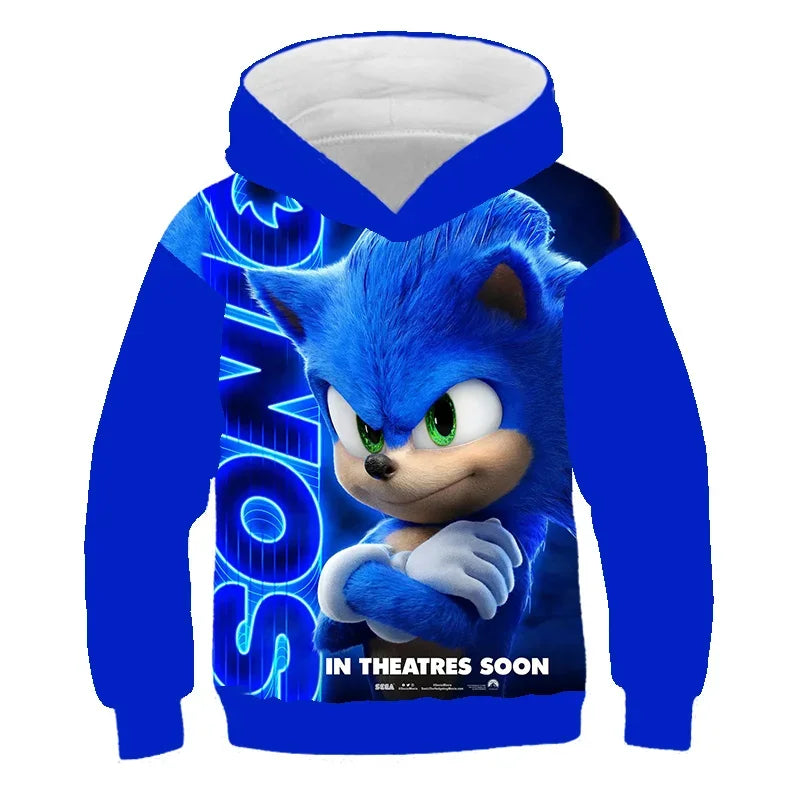 Fashion Sonic Hoodie For Kids Boys Girls Children Autumn Long Sleeve Printed Anime Sweatshirts Cool Tops Tees Men Women Clothing