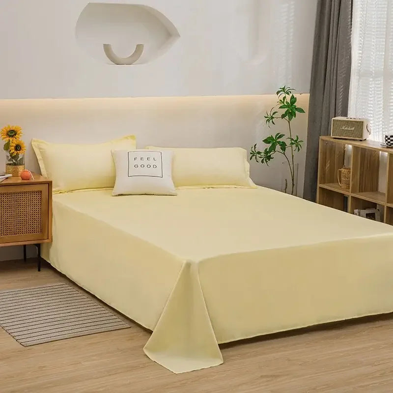 Luxury Bed Sheets Soft Comfortable Cotton Flat Sheet Solid Color Bedsheet