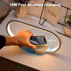 Wireless Charger Multifunction  Pad Stand Clock LED Desk Lamp Night Light USB Port Fast Charging Station Dock For iPhone Samsung