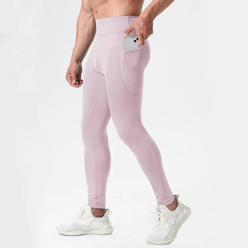 Sport Leggings Men's High Waist Sweatpants Fitness Trousers with Pocket