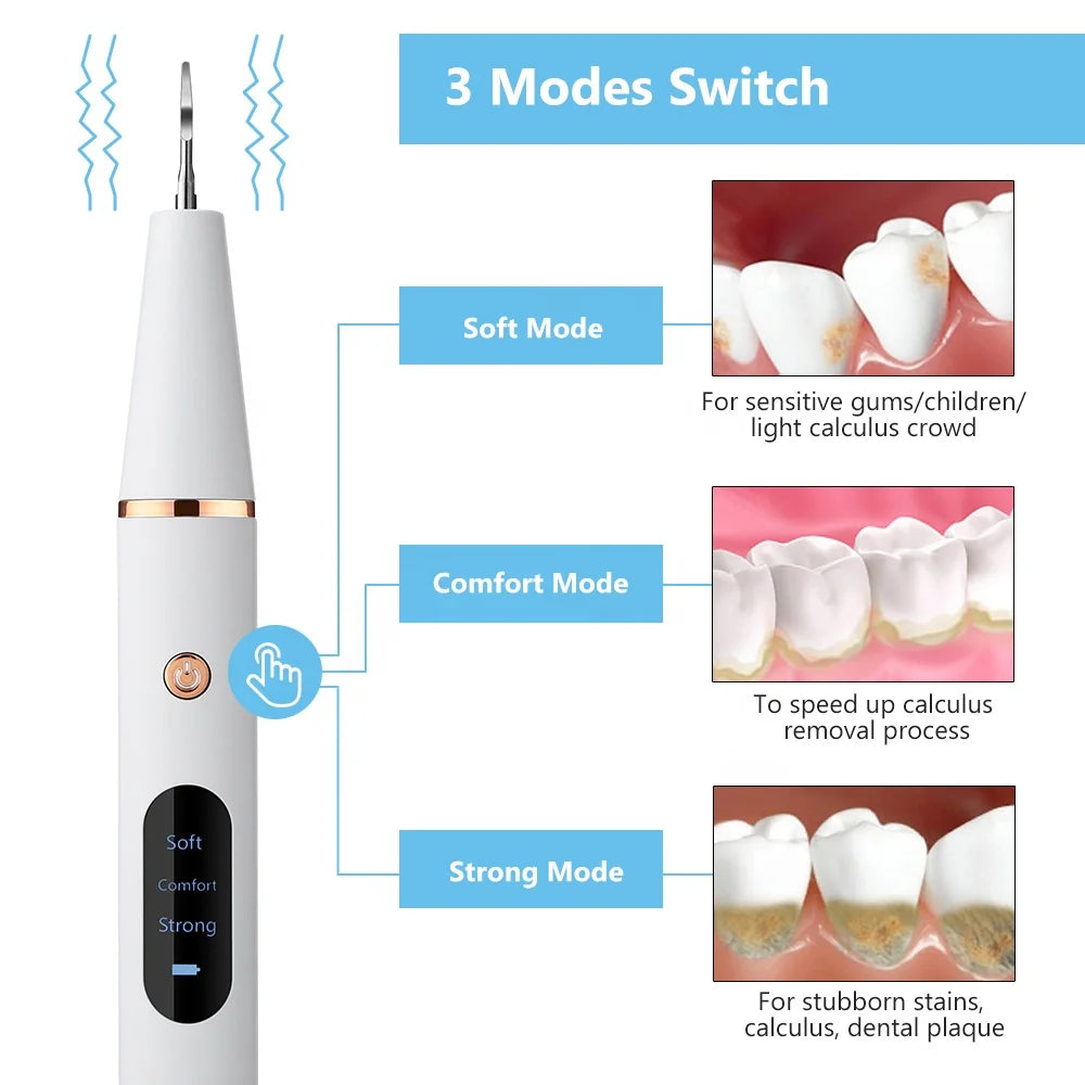 Ultrasonic Electric Teeth Cleaner Dental Teeth Scaler Dental Plaque Tartar Stain Calculus Remover Teeth Whitening Tool