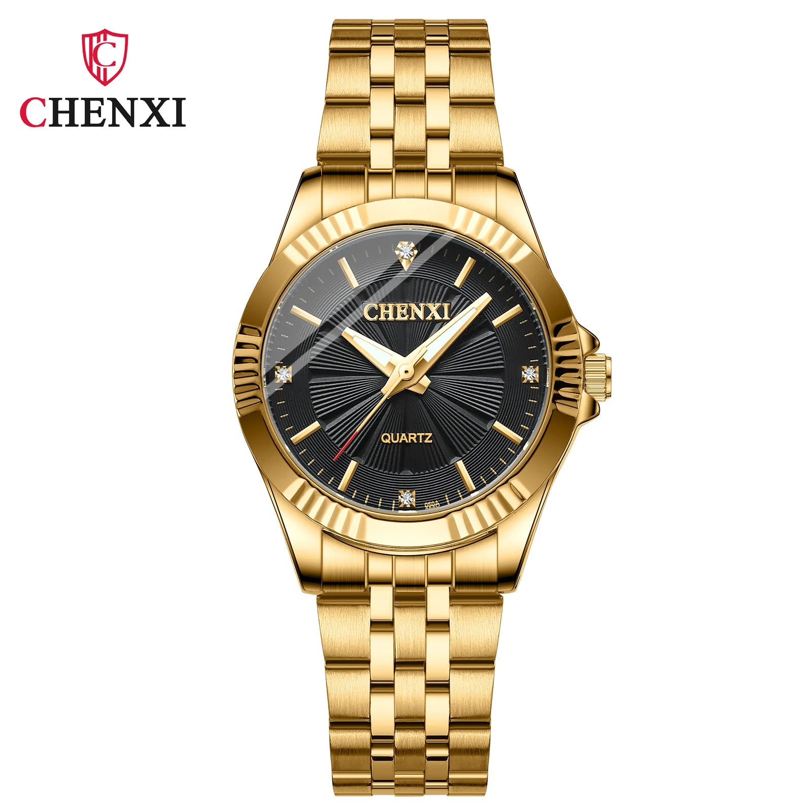 Stainless Steel Unique Golden Woman Men Business Quartz Wristwatch