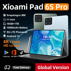 Global Original Pad 6S Pro Tablet PC Global Version HD 4K Android 13 Snapdragon 888 11inch 16GB+512GB 10000mAh 5G Dual SIM WIFI