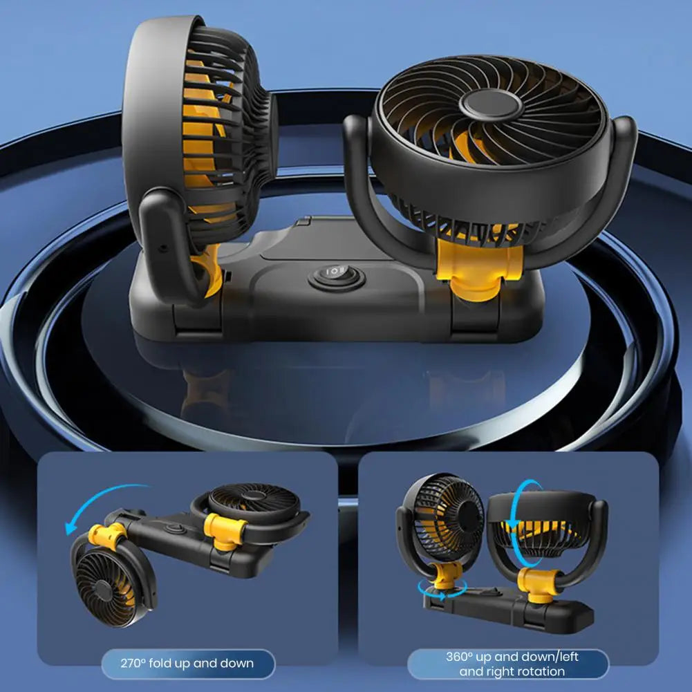 Two-speed Car Fan Powerful Dual Head Car Fan with Multi-angle Air Conditioner