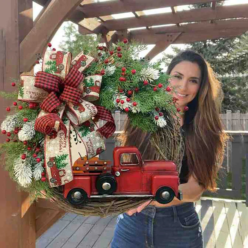 Christmas Wooden Garland Truck Garland Door Window Wall Decoration Christmas Home Decor Navidad 2023 New Year Decoration 30cm