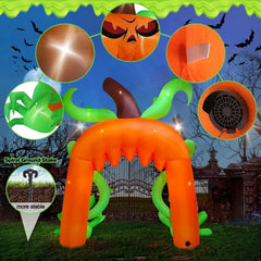 Halloween Archway Inflatables, Giant Pumpkin Arch Inflatable with LED Light Scary Outdoor Blow Up Decoration for Lawn Garden