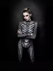 Scary Skull Jumpsuit Disguise Skull Skeleton Horror Terror Halloween Costume for Women Dresses Ghost Carnival Party Masquerade