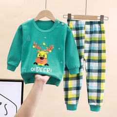 Newborn Kids Boys Girls Pajama Sets Cartoon Casual Long Sleeve Cute T-Shirt Tops with Pants Toddler Baby Autumn Sleeping Clothes