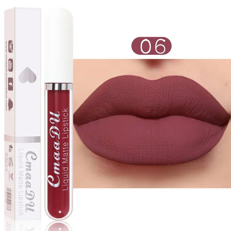 Waterproof Matte Nude Lip Gloss Brown Nude Pigment Dark Red Long Lasting Velvet Liquid Lipstick