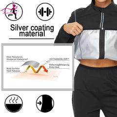 LAZAWG Sauna Jacket for Women Sweat Top Weight Loss Long Sleeves Thin Thermo Sportwear