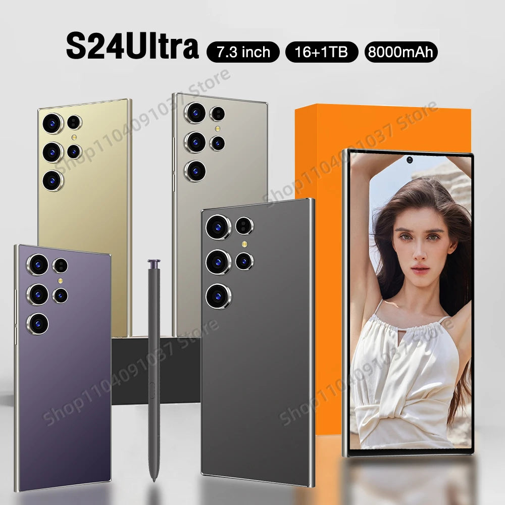 S24 Ultra Mobile Phones 7.3 HD Screen Smartphone