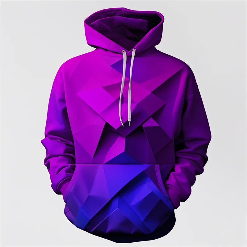 3D Printed Purple Hoodie Men's Y2k Casual Design Hooded Sport shirt Autumn Street Hip Hop Men's Clothing Tops