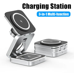 3 In 1 Foldable Magnetic Wireless Charger Stand For iPhone