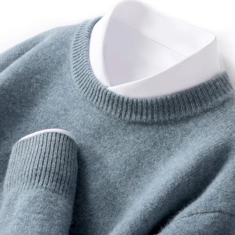 Autumn and Winter Men's 100% Pure Sheep O-Neck Sweater