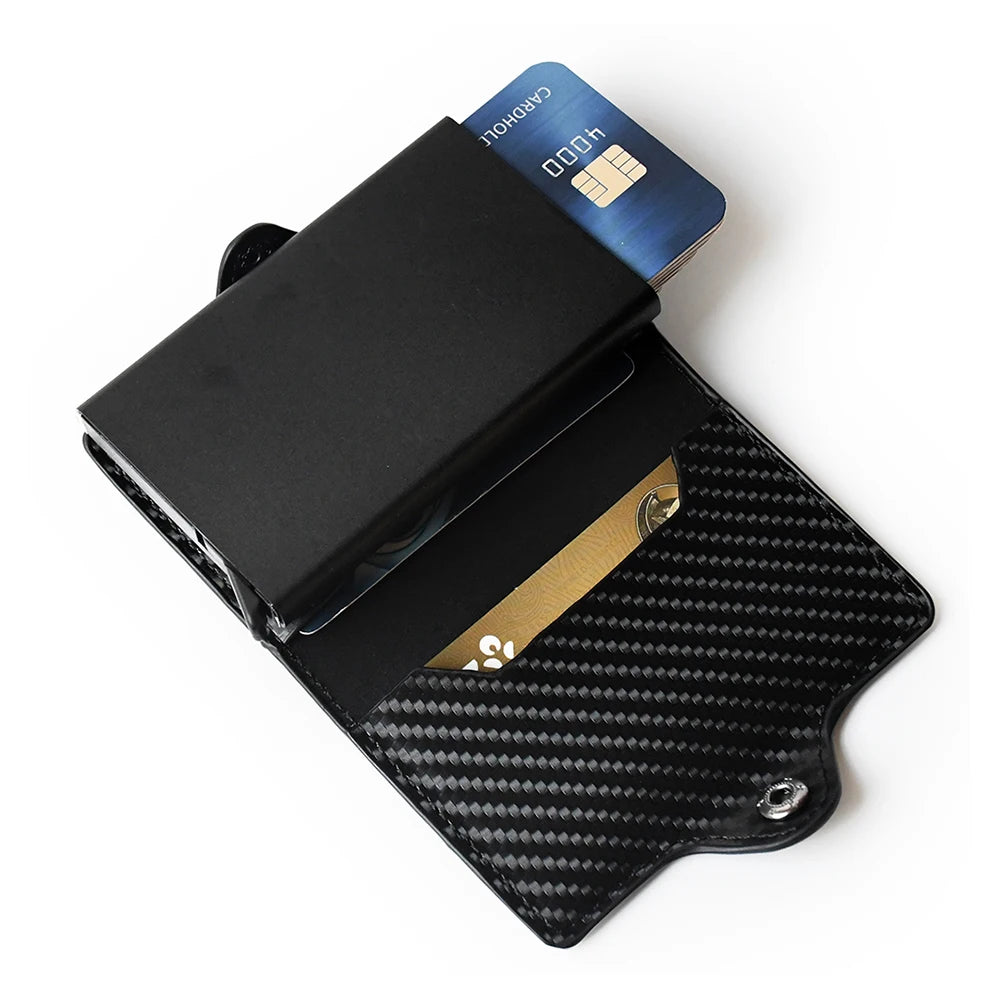 Rfid Airtag Wallet Carbon Fiber Leather Card Holder Men Women Wallets