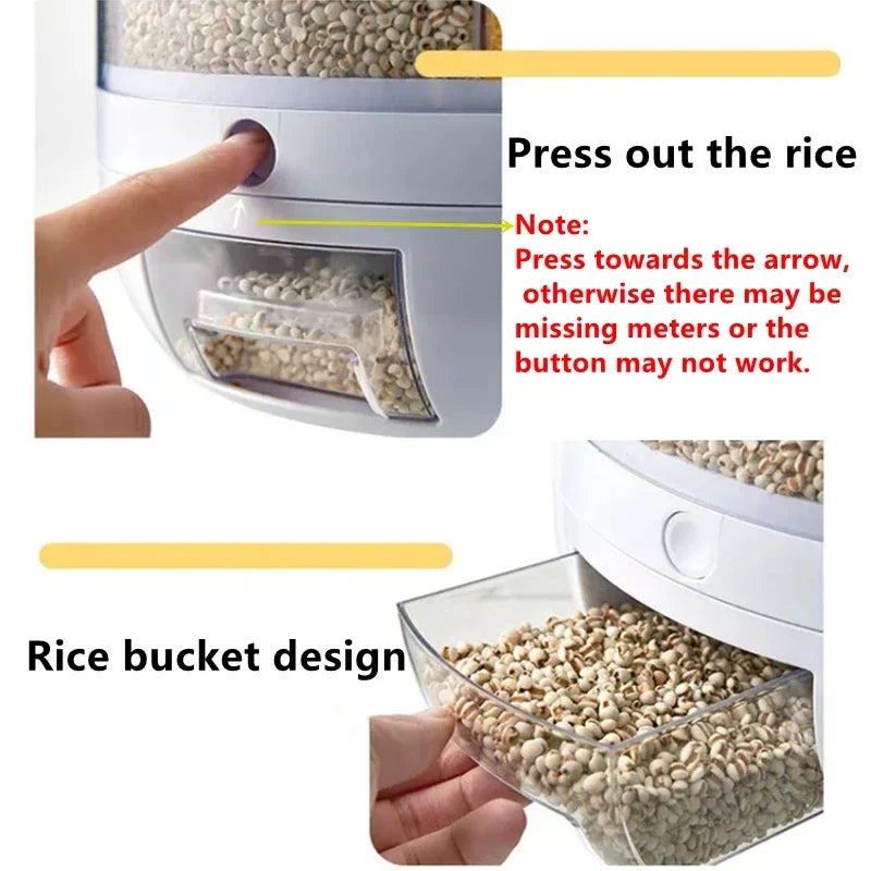 Kitchen Rotation 6kg Plastic Pet Rice Grain Dispenser Food Container