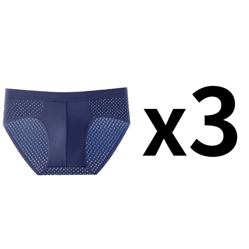 Men's Bamboo Mesh Briefs Underwear Hombre Hole Large Size Panties Male Shorts Lingerie Breathable Underpants