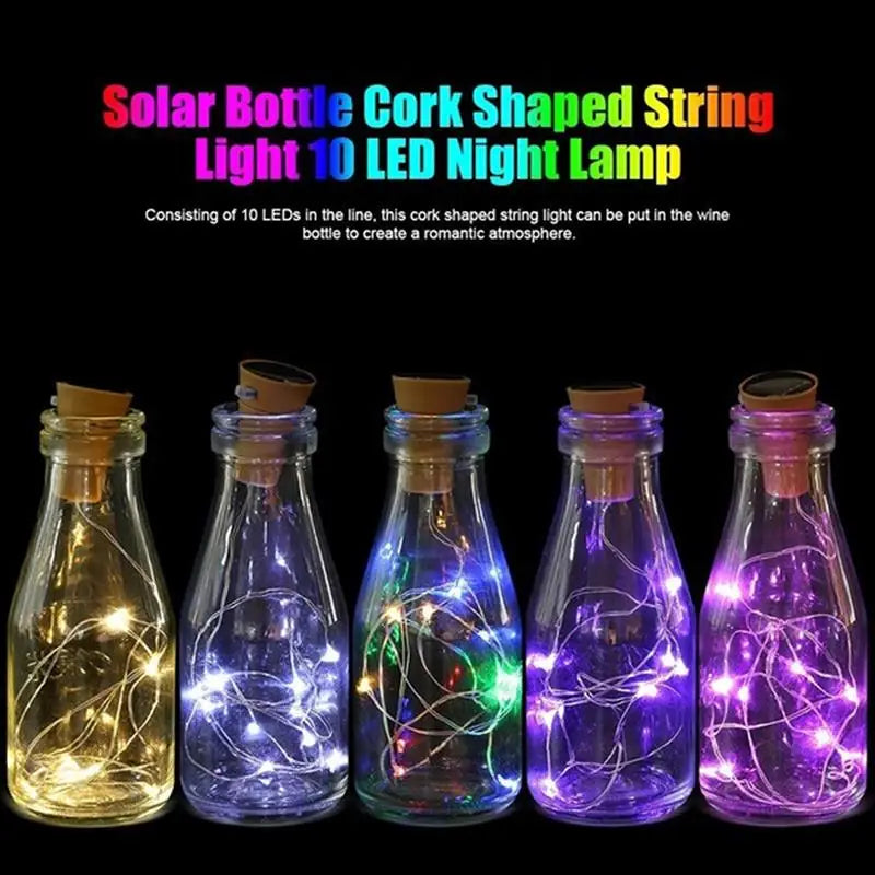 Solar Energy Cork Wine Bottle Lights LED Strings Copper Wire Colorful Fairy Lights String