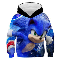 Sonic Cartoon Sonic Print Couple Outfit Fashionable Hooded Sweatshirt European and American Large Size Cool Sports Leg