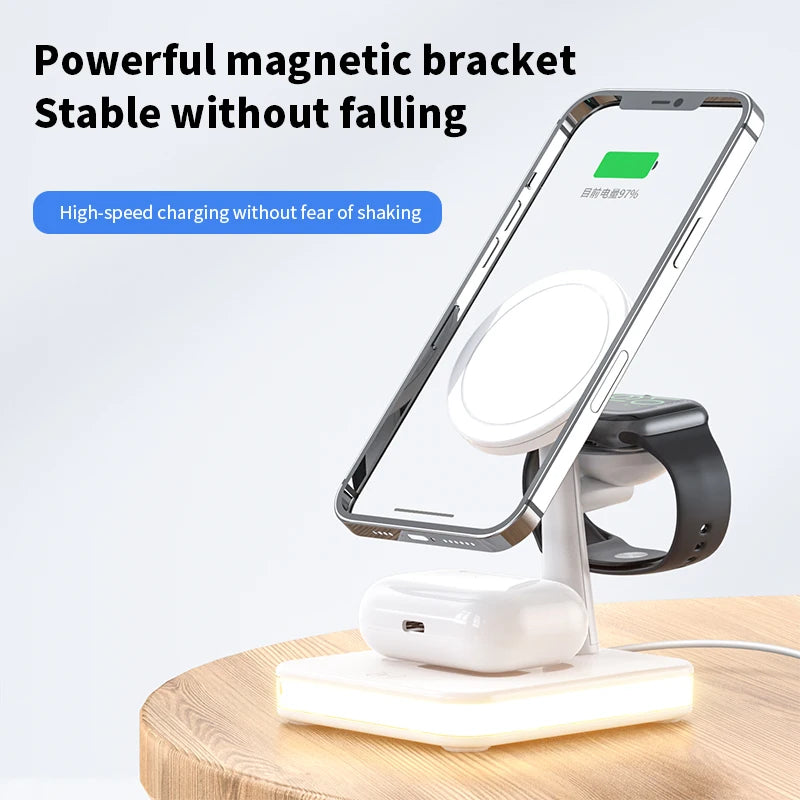 25W 3 in 1 Magnetic Wireless Charger Stand For iPhone 12 13 14 Pro Max Airpods Apple watch 8 7 6 5  Fast Charging Dock Station