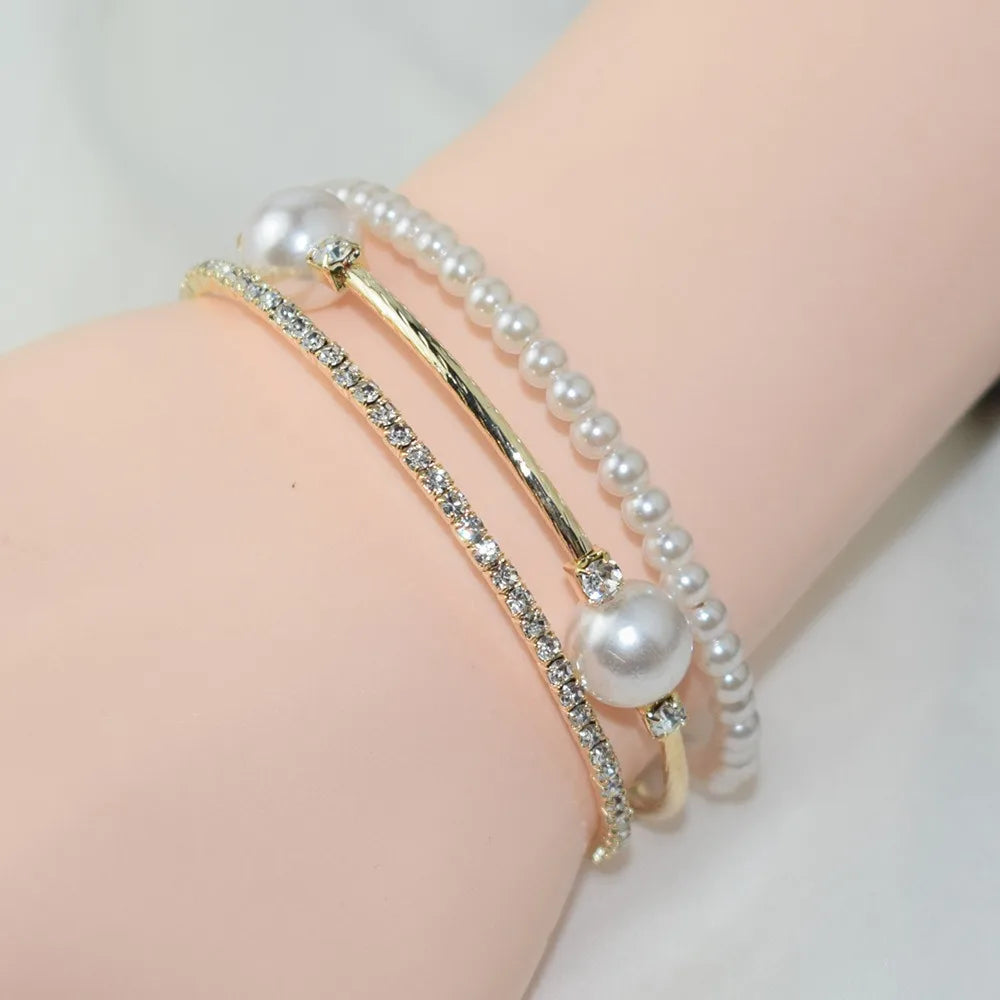 Silve/Gold Crystal Bracelet Fashion Three Rows Shining Hand Wrist Bracelet Cubic Zirconia Full Rhinestone