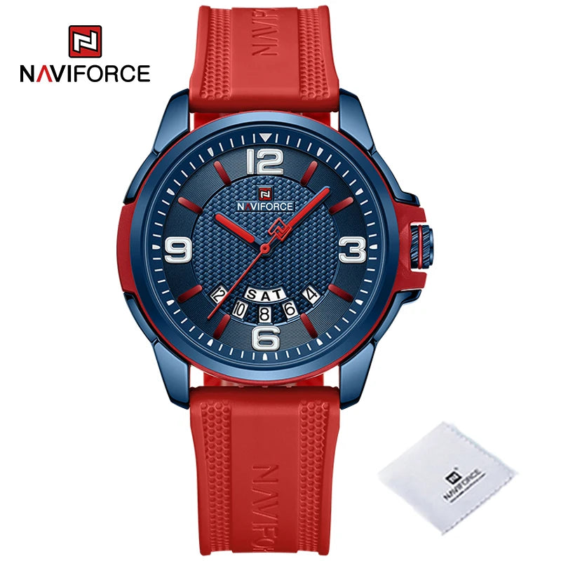 NAVIFORCE Creative TPU Strap Male Wristwatch Fashion Sports 3ATM Waterproof Quartz Day and Date Display Men Watches