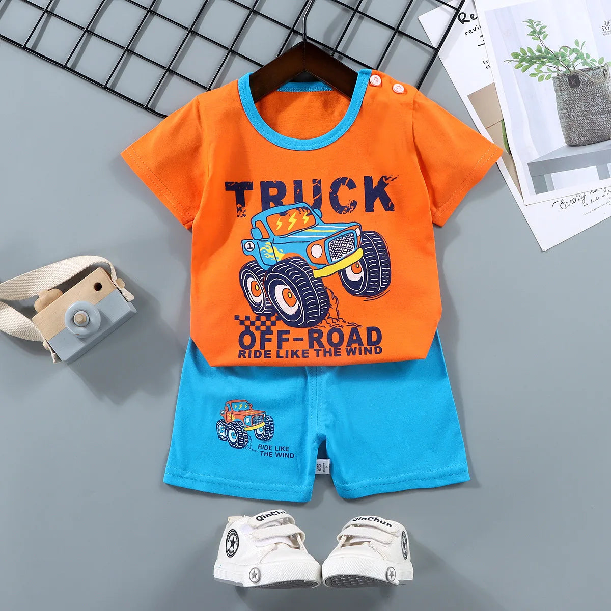 Fashion Kids Clothes Boys Girls Sets Top Shorts