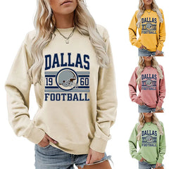 Autumn women's hoodie dallas 1960 football printed top fashion crew-neck long-sleeved hoodie casual all fashion hoodie jumper