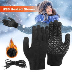 Electric Heated Gloves Winter Warm Skiing Snowboarding Gloves USB Touch Screen Gloves Men Women Motorcycle Riding Thermal Gloves