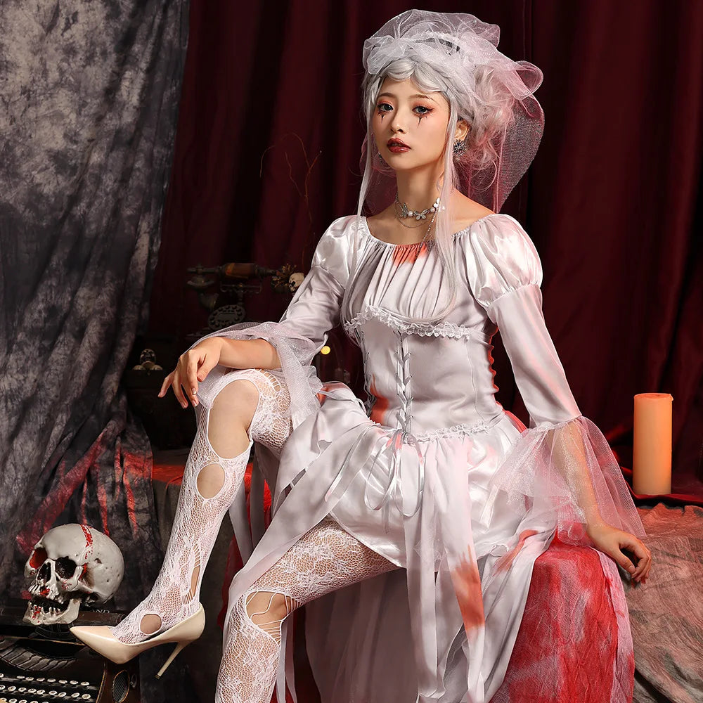 Bloody Woman Zombie Walking Dead Scary Cosplay Halloween Corpse Bride Costumes