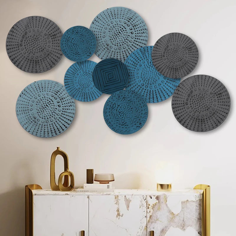 Blue Wall Decoration Pendant Nordic Light Luxury Round Wall Hanging Decor