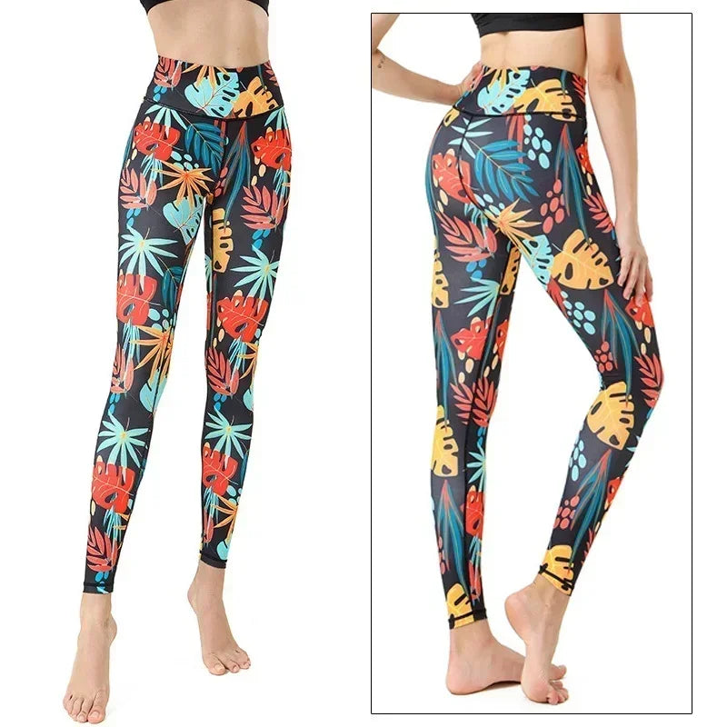 Cloud Hide Yoga Pants Women Flower High Waist Sports Leggings