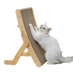 Cat Scratcher Cardboard With Solid Wooden Frame Kitten Scrapers Scratching Bed Reversible Pet Furniture