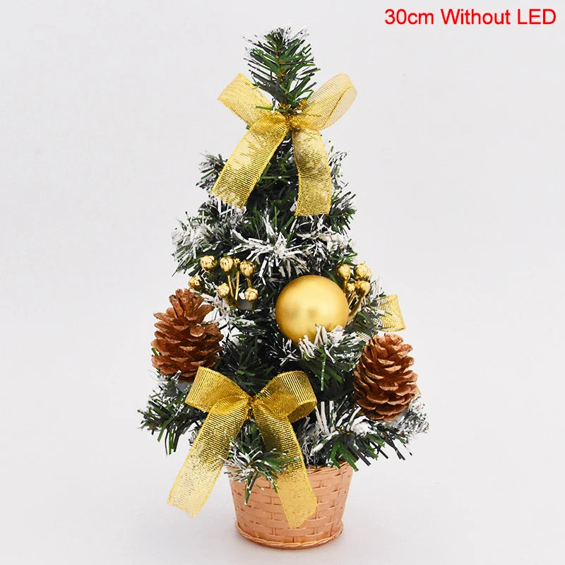 Christmas Tree Table Ornament with LED Light Balls 2023 Christmas Decoration for Home 2024 New Year Gift Mini