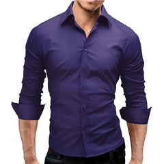 Men's Fashionable Casual Solid Color Shirt 2023 New Style Slim Fit Long Sleeve Trendy Business Wear Shirt For Men