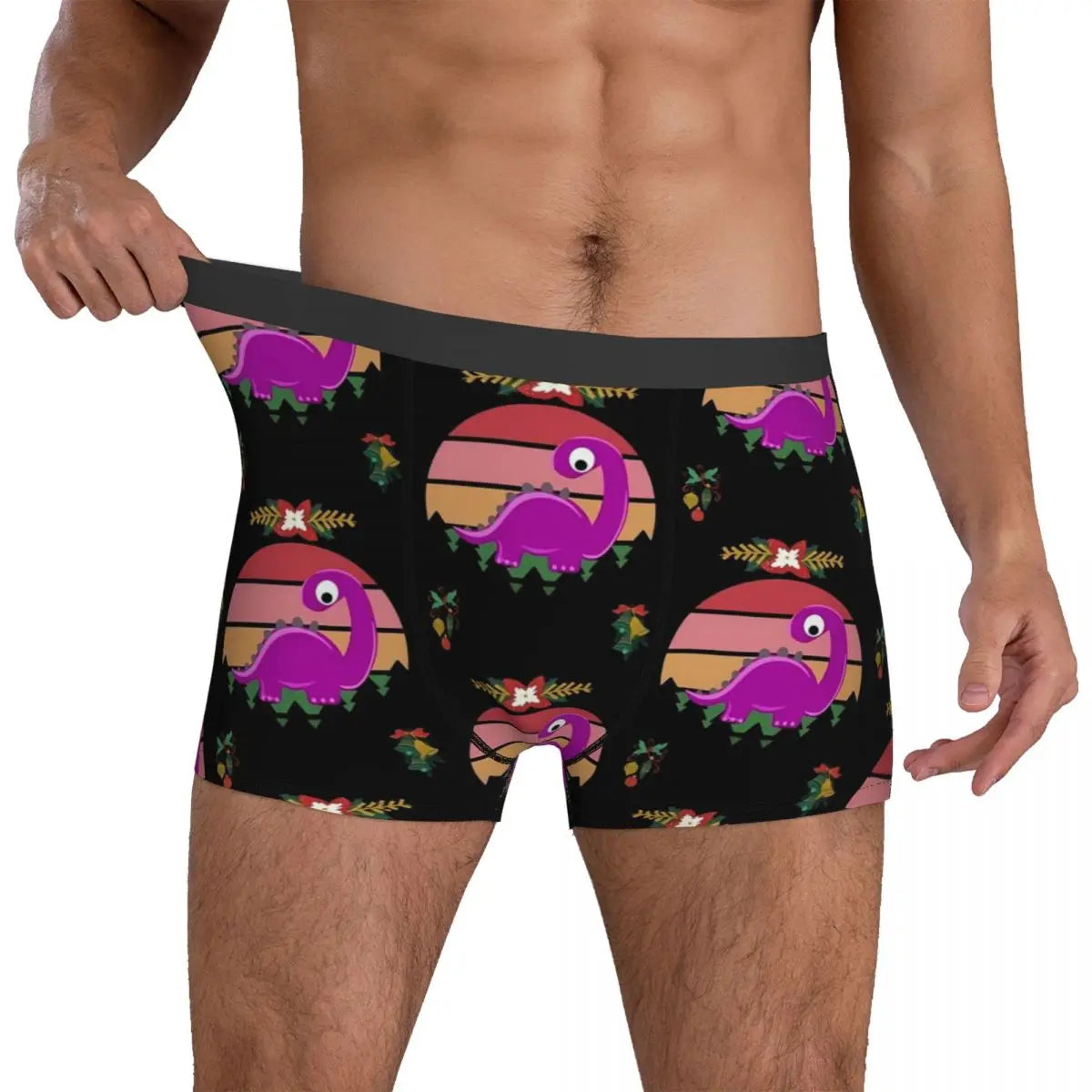 Cute Dinosaur Print Underwear Colorful Animal Pouch Hot Boxer Shorts Printed Boxer Brief Funny Males Panties Plus Size