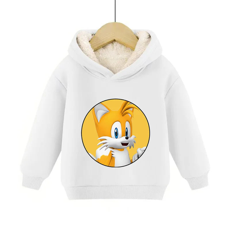 Sonics Hooded Pullover Pullover Sportswear Long-Sleeved Hoodies Winter Hoody Sweatshirts Solid Plus Fleece Elasticity Casual Kid