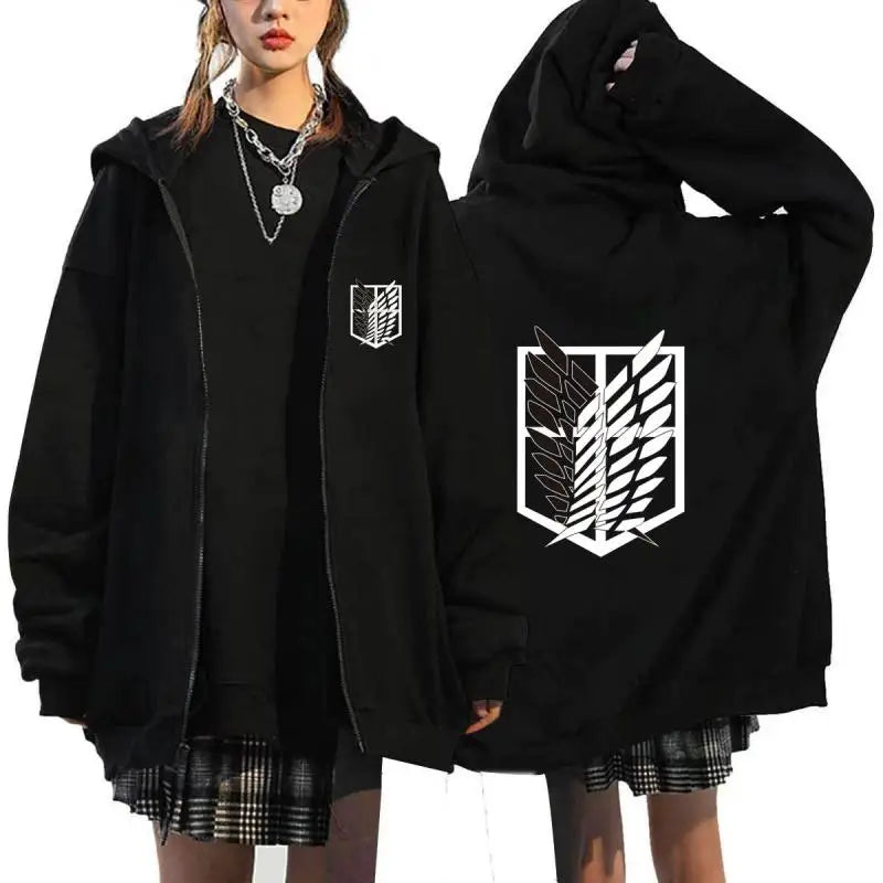 Anime Attack On Titan Plus Size Zip Jacket Autumn Hoodie  Women Sweatshirt