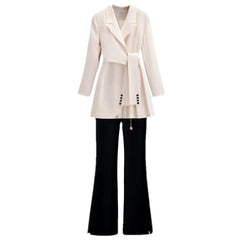 Suit Dress Jacket Blazer Chain Pants Two-piece Elegant Women's Pants Suit Office Outfits