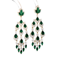 Colored Cubic Zirconia Inlaid Long Water Drop Tassel Earrings