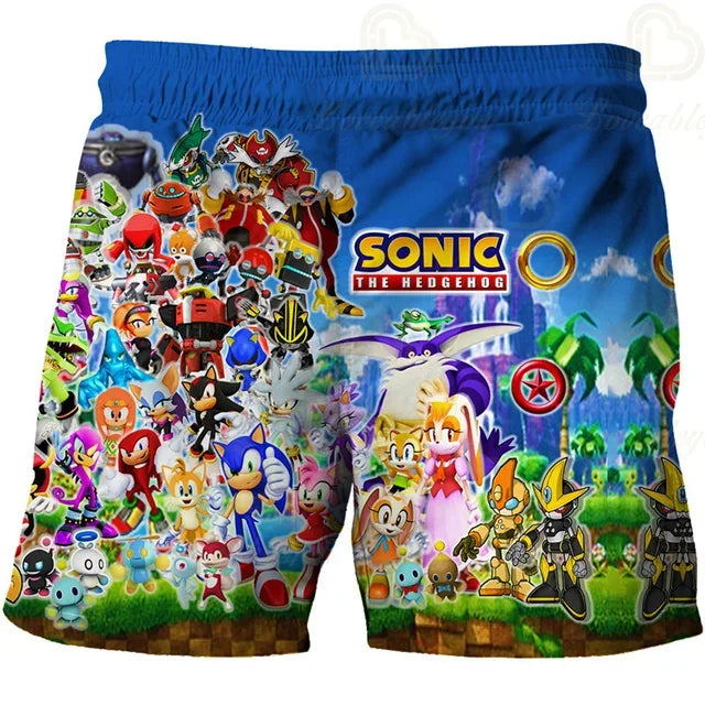 Cartoon Anime Sonics Shorts Kids Clothes Boys Harajuku Cute Girls Short Slevve Casual Children Summer Fashion Boy Boy Pants