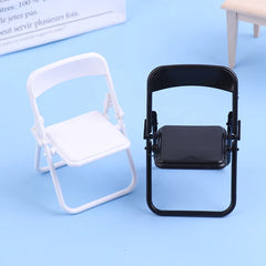 Dollhouse Miniature Black White Mini Chair Folding Chair Armchair Model For Doll House Decor