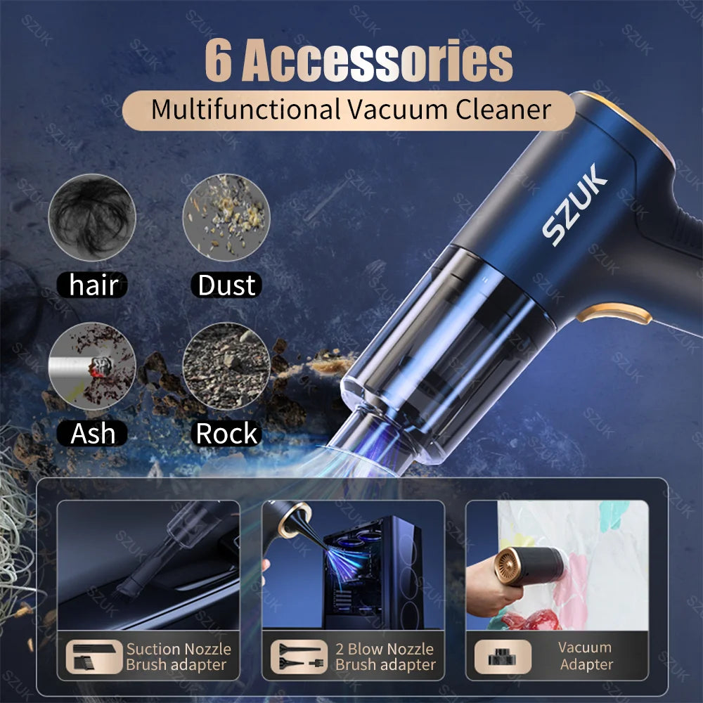 SZUK Car Vacuum Cleaner 98000PA Mini Powerful Cleaning Machine Handheld Portable for Car