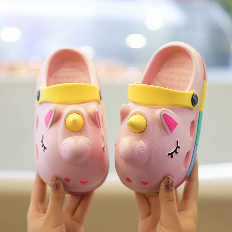 New Summer Beautiful Cute Cartoon Unicorn Slippers Children's Non-Slip Soft Sole Sandals