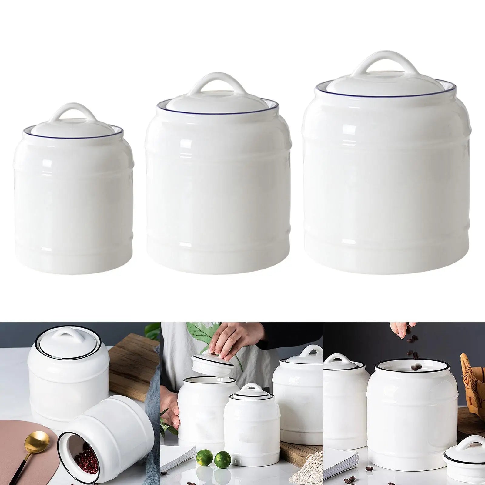 Ceramic Jar with Airtight Lid Countertop Kitchen Kitchen Canisters Ceramic Food Storage Jar