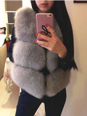 V-Neck Short Fur Coat